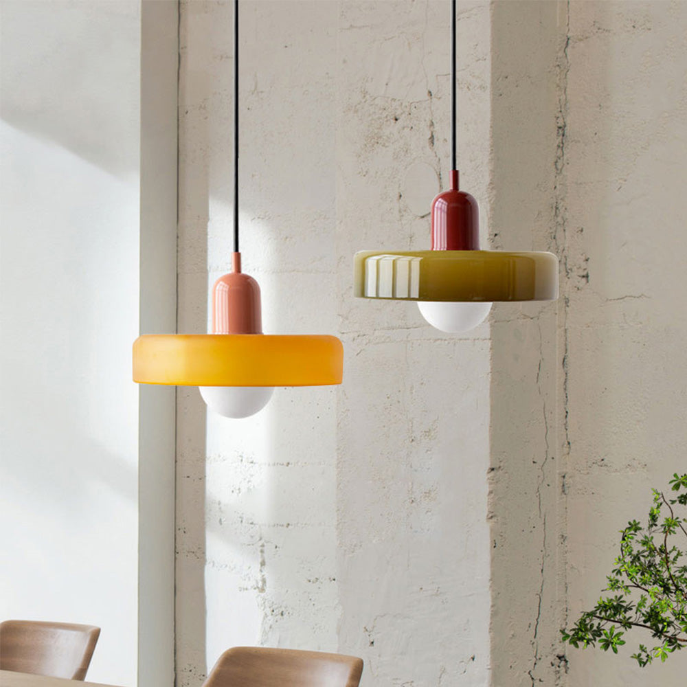 Rovenature Colored Glass Bauhaus Pendant Light