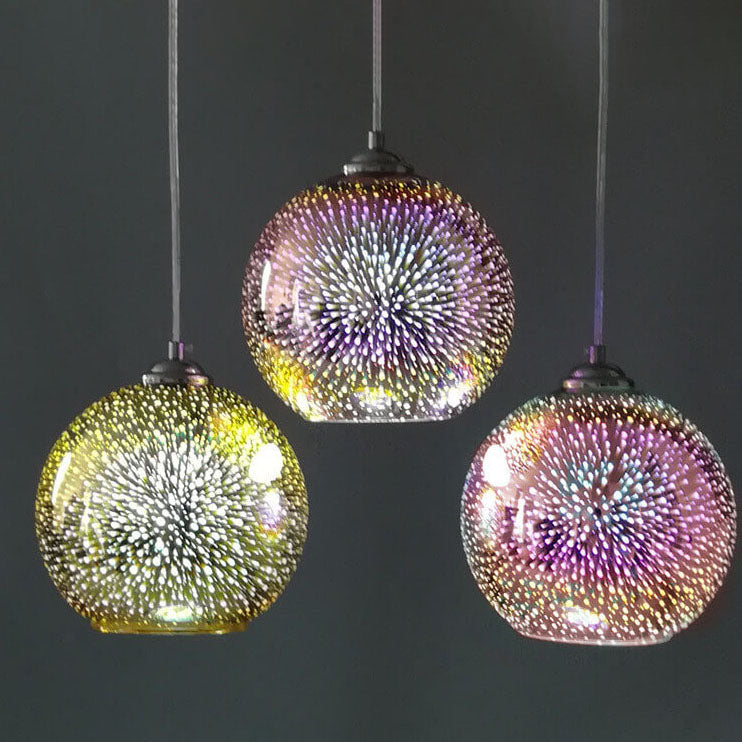 Modern Creative 3D Colorful Firework Glass Pendant Light 1-Light Dome