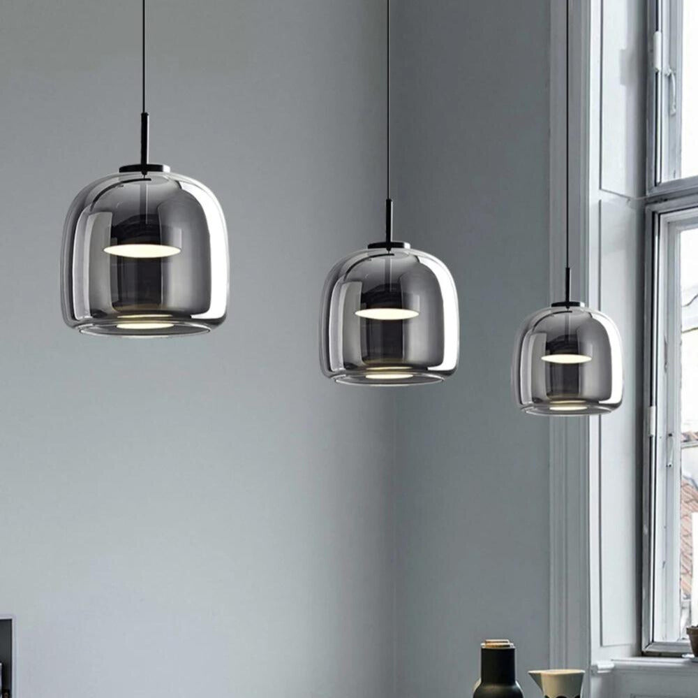 Rovenature Black Glass Pendant Light - Modern LED Chandelier for Stylish Interiors