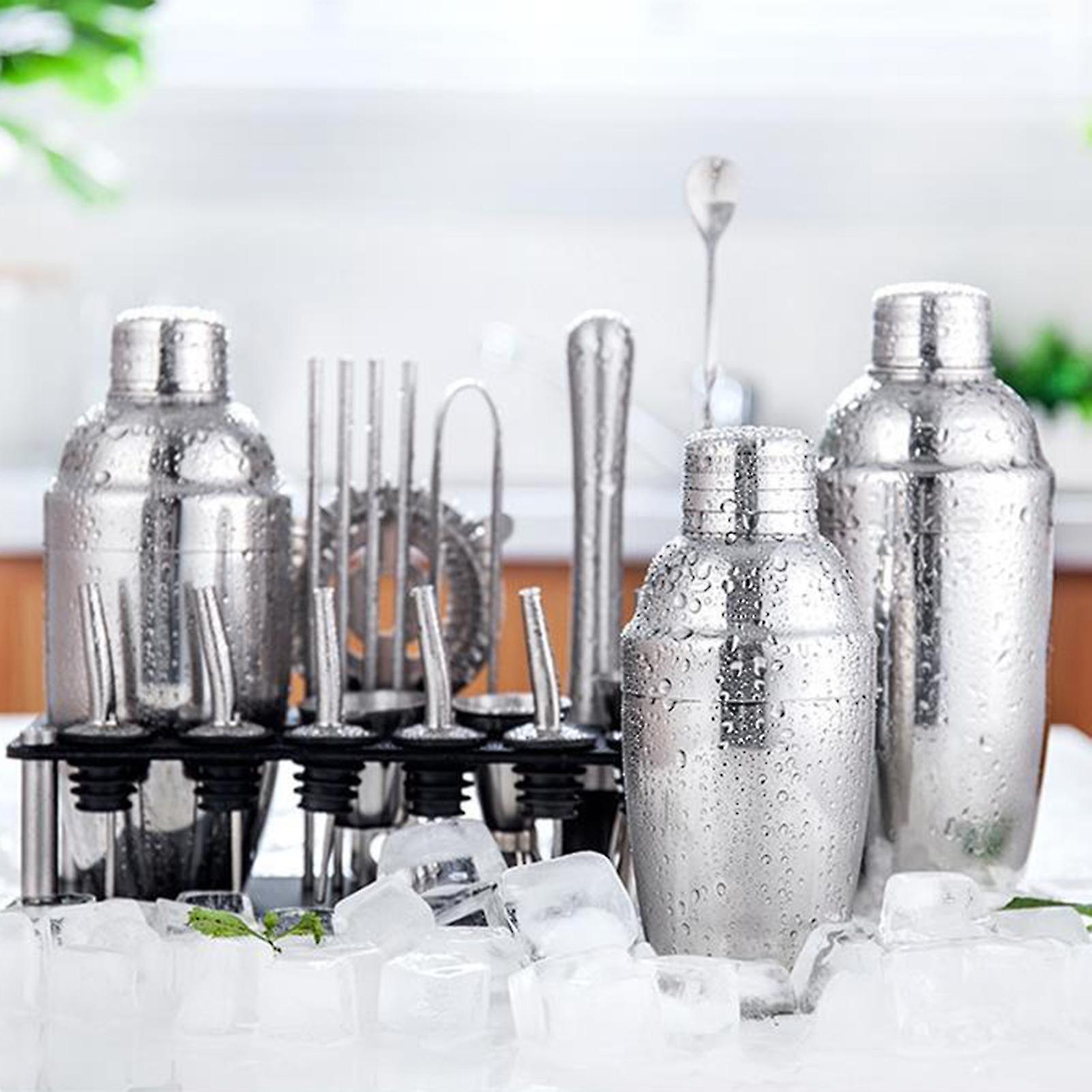 23pcs/Set Professional Versatile Stainless Steel Martini Cocktail Shaker with Stand Rovenature Accessories