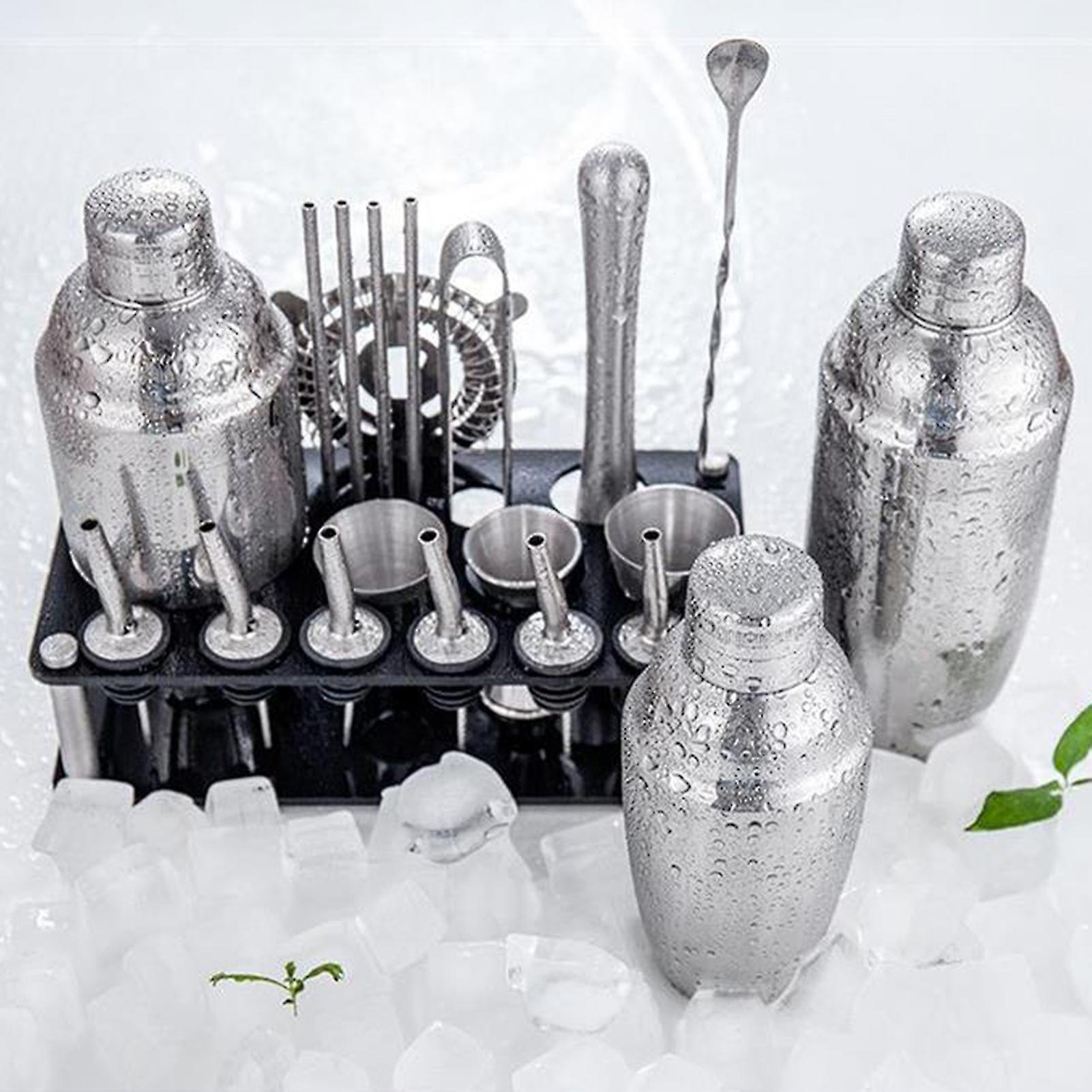 23pcs/Set Professional Versatile Stainless Steel Martini Cocktail Shaker with Stand Rovenature Accessories