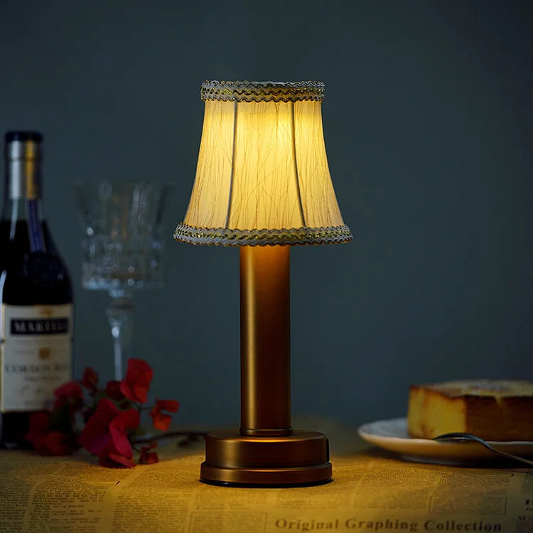 Rovenature Cordless Silk Metal Table Lamp with Direct Downlight and Soft Diffused Sidelight