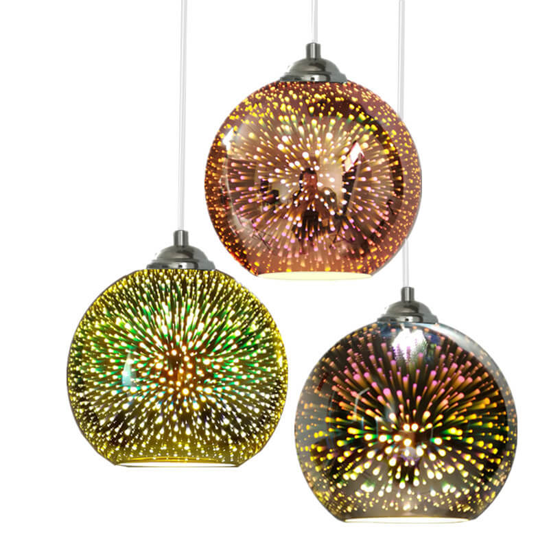 Modern Creative 3D Colorful Firework Glass Pendant Light 1-Light Dome