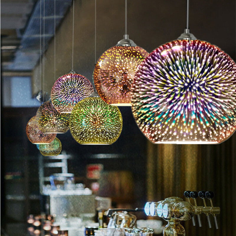 Modern Creative 3D Colorful Firework Glass Pendant Light 1-Light Dome