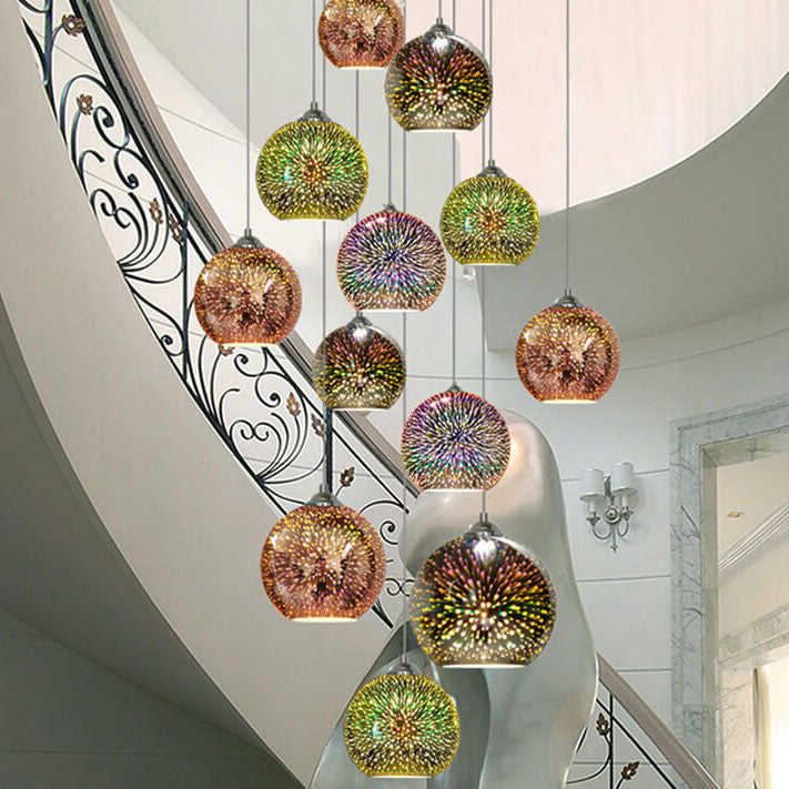 Modern Creative 3D Colorful Firework Glass Pendant Light 1-Light Dome