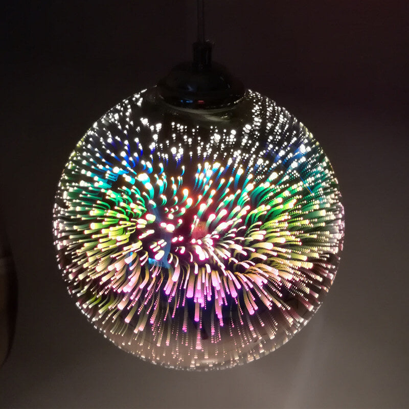 Modern Creative 3D Colorful Firework Glass Pendant Light 1-Light Dome