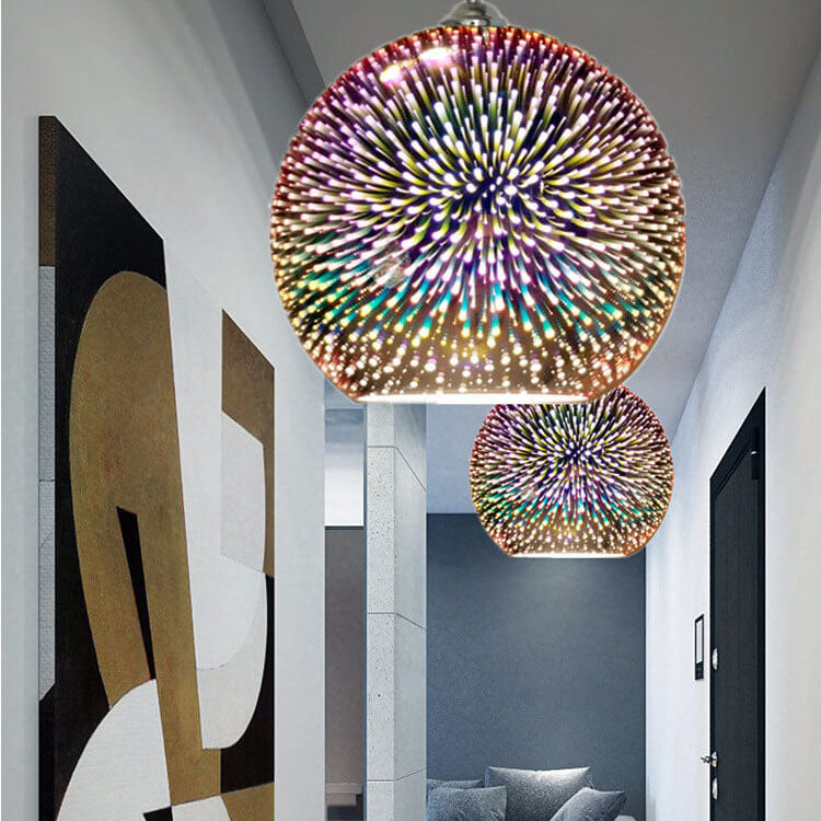 Modern Creative 3D Colorful Firework Glass Pendant Light 1-Light Dome