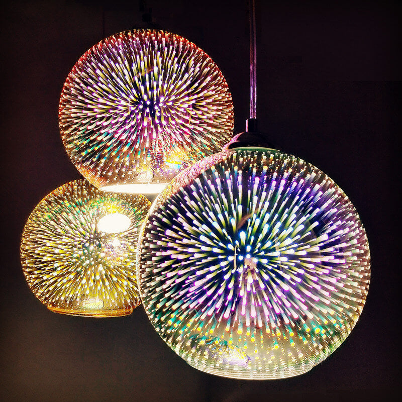 Modern Creative 3D Colorful Firework Glass Pendant Light 1-Light Dome