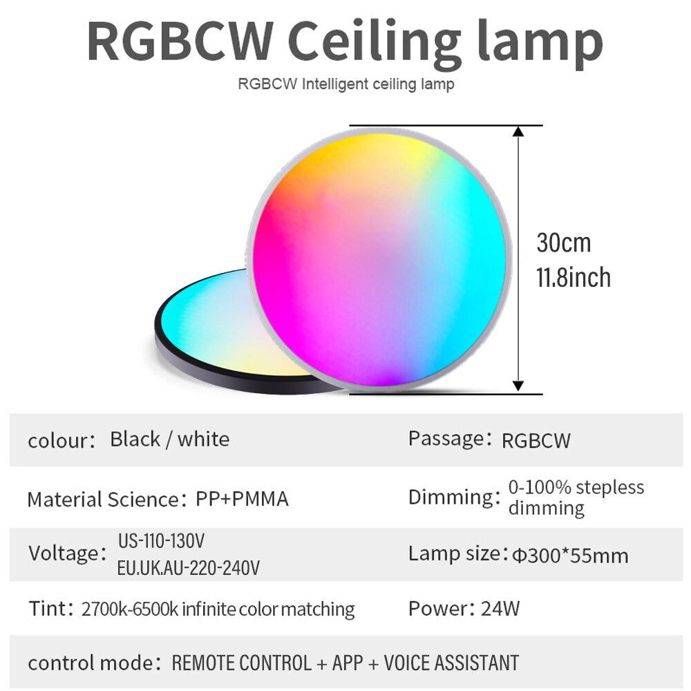 Dimmable Rovenature Ceiling Light with Remote Control Round RGB