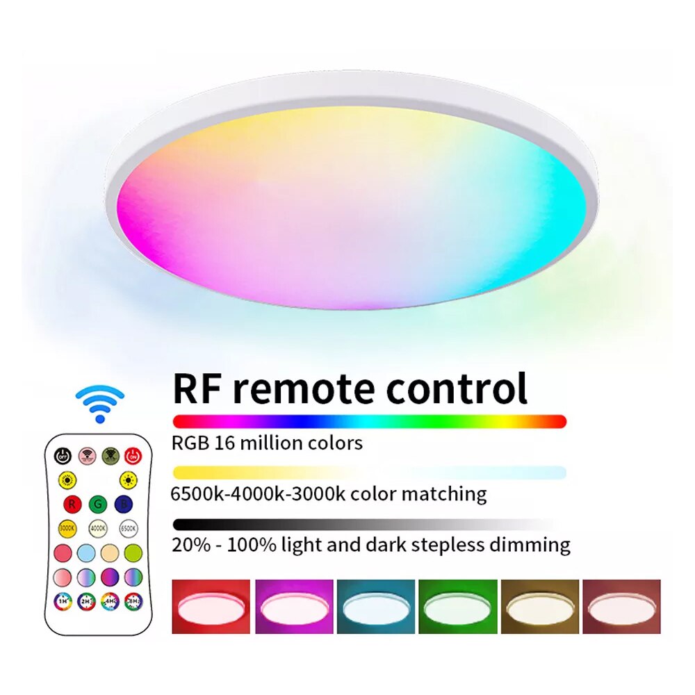 Dimmable Rovenature Ceiling Light with Remote Control Round RGB