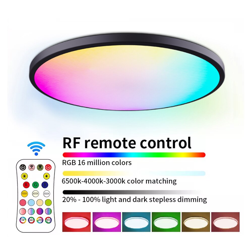 Dimmable Rovenature Ceiling Light with Remote Control Round RGB