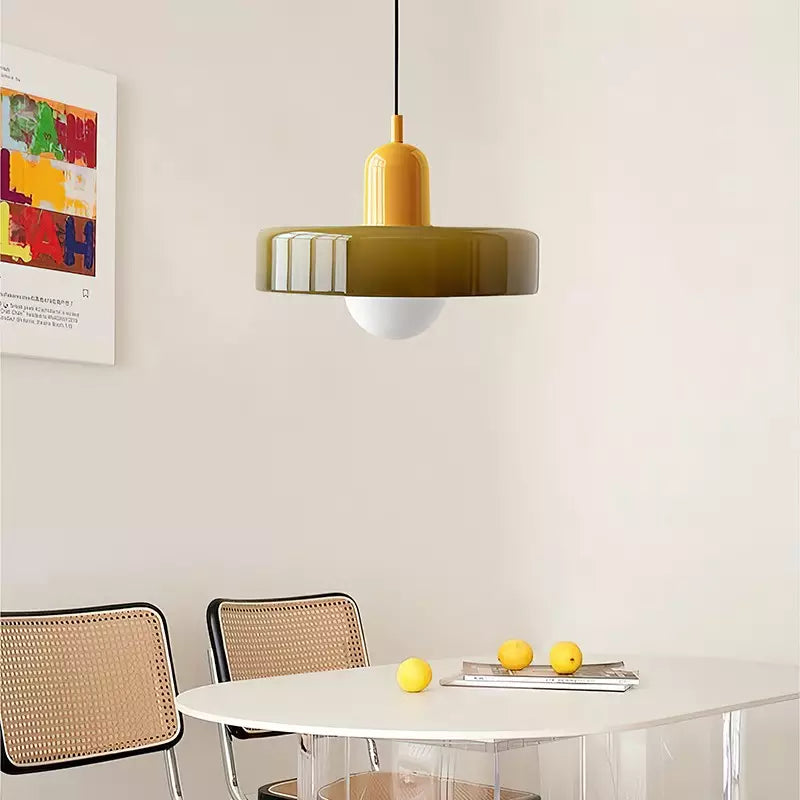 Rovenature Colored Glass Bauhaus Pendant Light