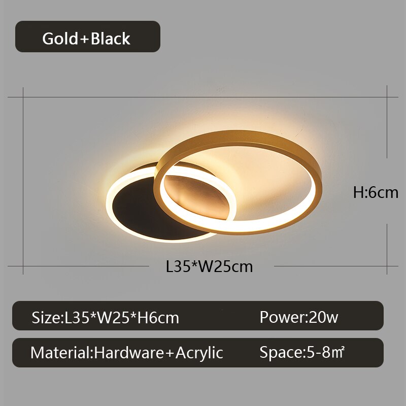 Rovenature Ceiling Light Black Gold LED