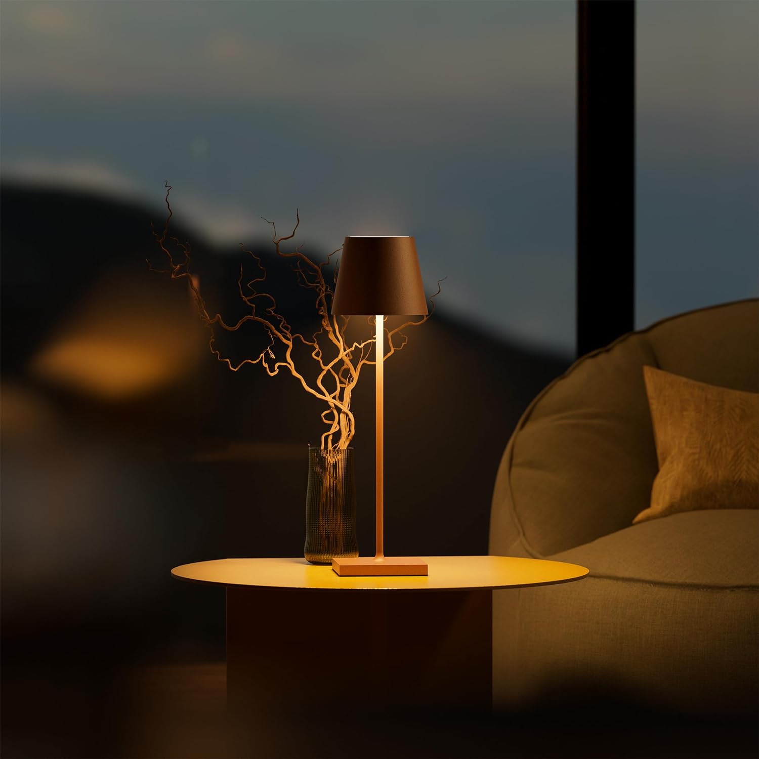 Rovenature Dimmable Tall Table Lamp - Touch Activated, USB-C Rechargeable