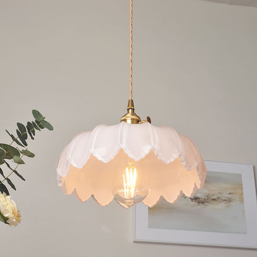 Rovenature Vintage Floral Hanging Lamp with Glazed Glass