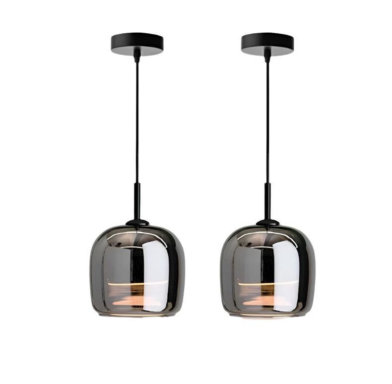 Rovenature Black Glass Pendant Light - Modern LED Chandelier for Stylish Interiors