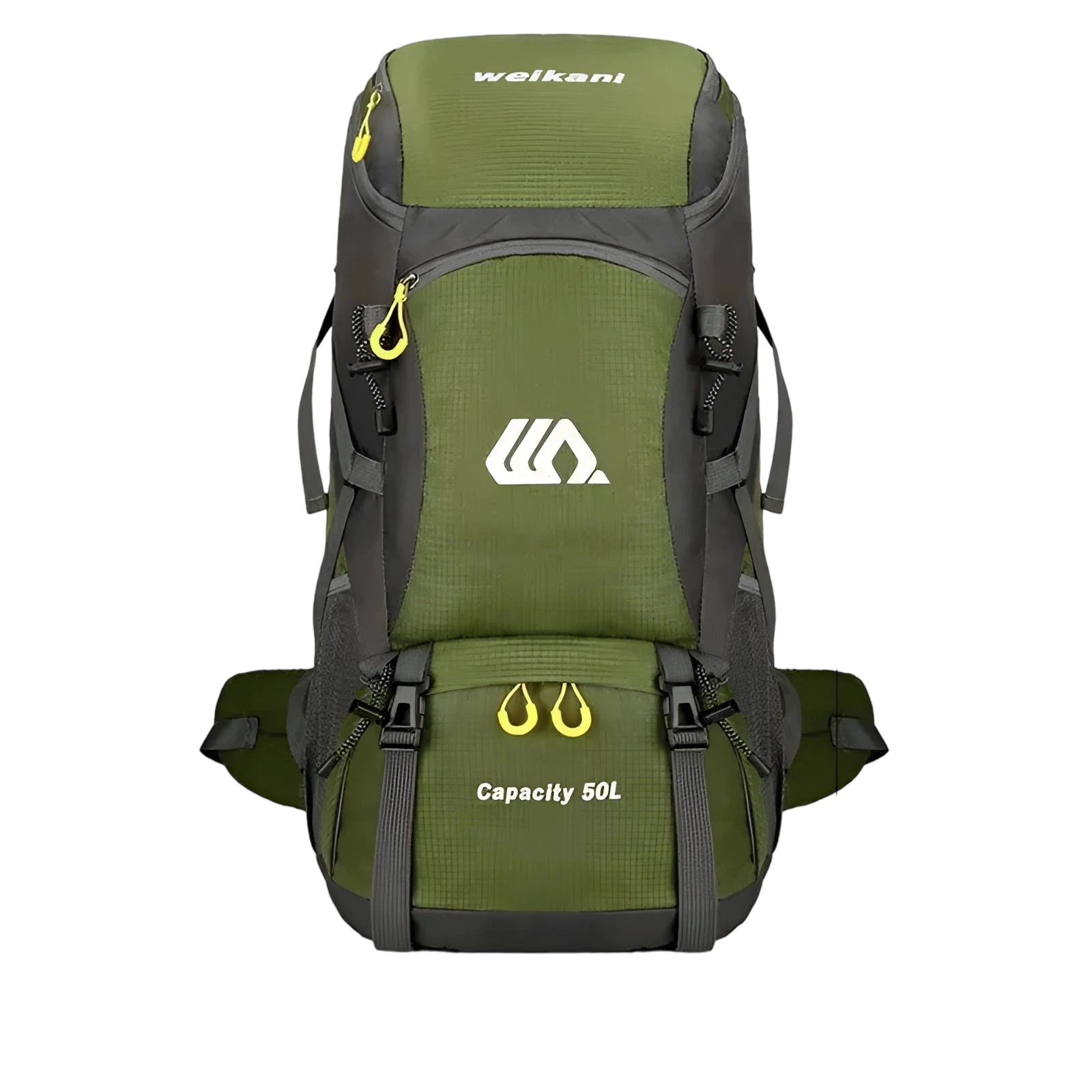 50L Waterproof Hiking Backpack, ergonomic design, large capacity, ventilated, suitable for outdoor adventures.