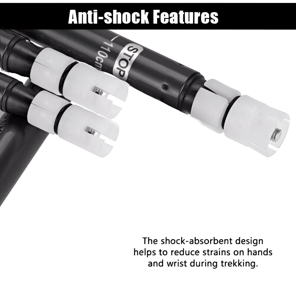 Adjustable Anti-Shock Telescopic Trekking Poles with Ergonomic Grip and Lightweight design.