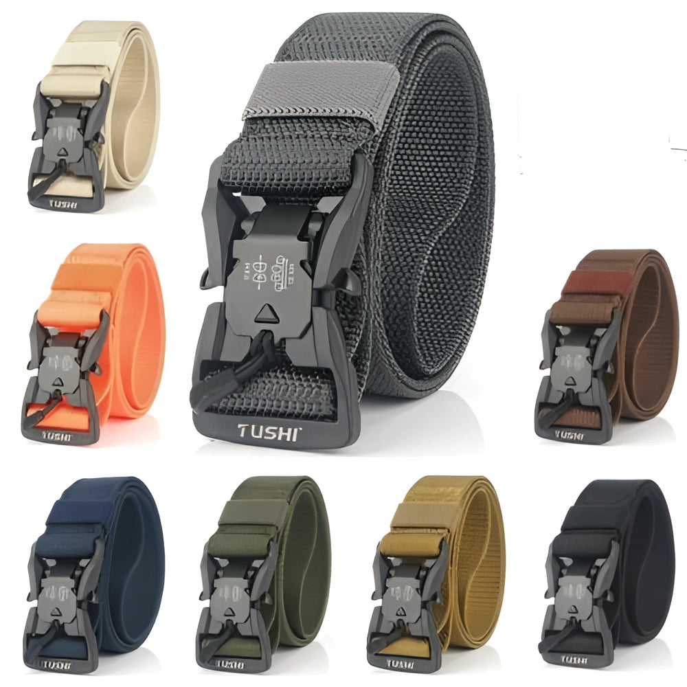 Adjustable Tactical Belt with Quick-Release Buckle in Durable Nylon for Heavyweight Load