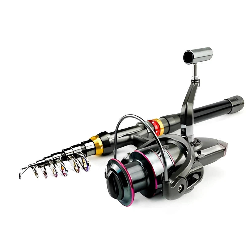 Adjustable telescopic fishing rod and reel combo, 2.7M rod with 3000 reel, portable and lightweight.