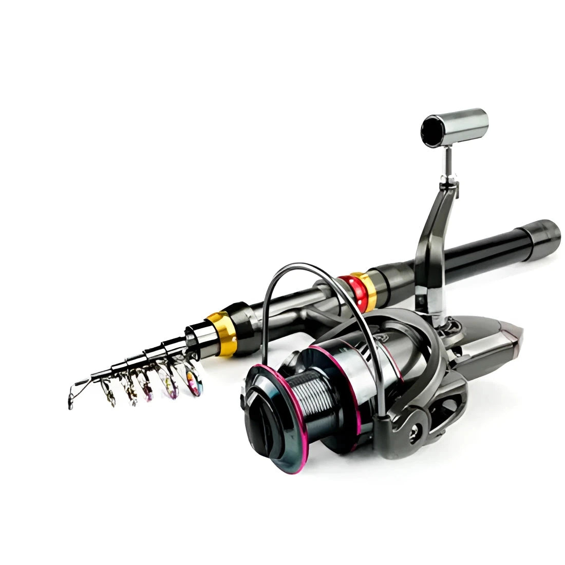 Portable adjustable telescopic fishing rod and reel combo, 2.1M rod with 1000 reel, lightweight and suitable for travel.