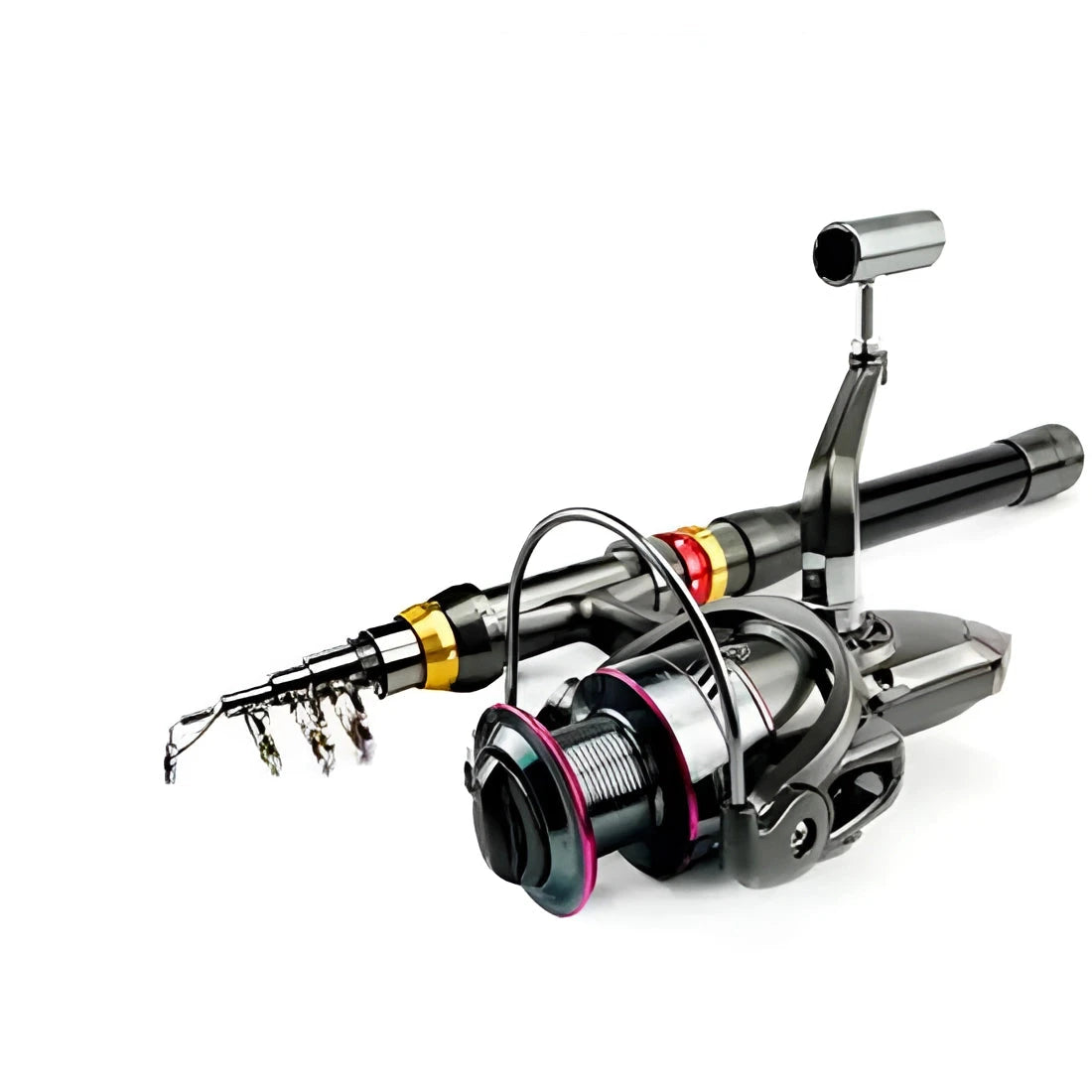 Adjustable telescopic fishing rod and reel combo, 1.8M rod with 1000 reel, portable and lightweight gear.