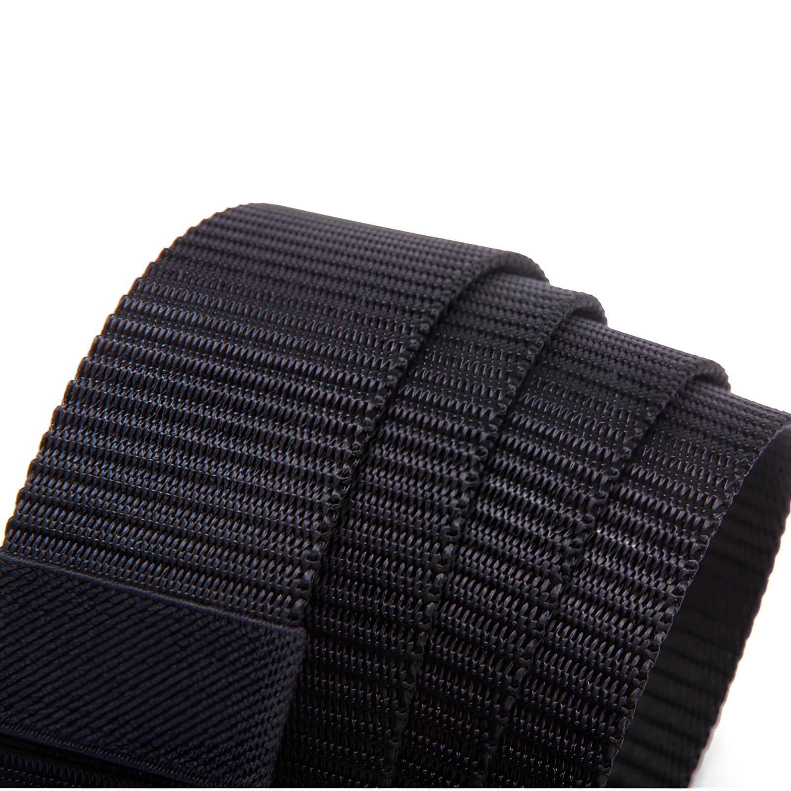 Black heavy-duty tactical belt made of adjustable nylon with quick-release buckle.