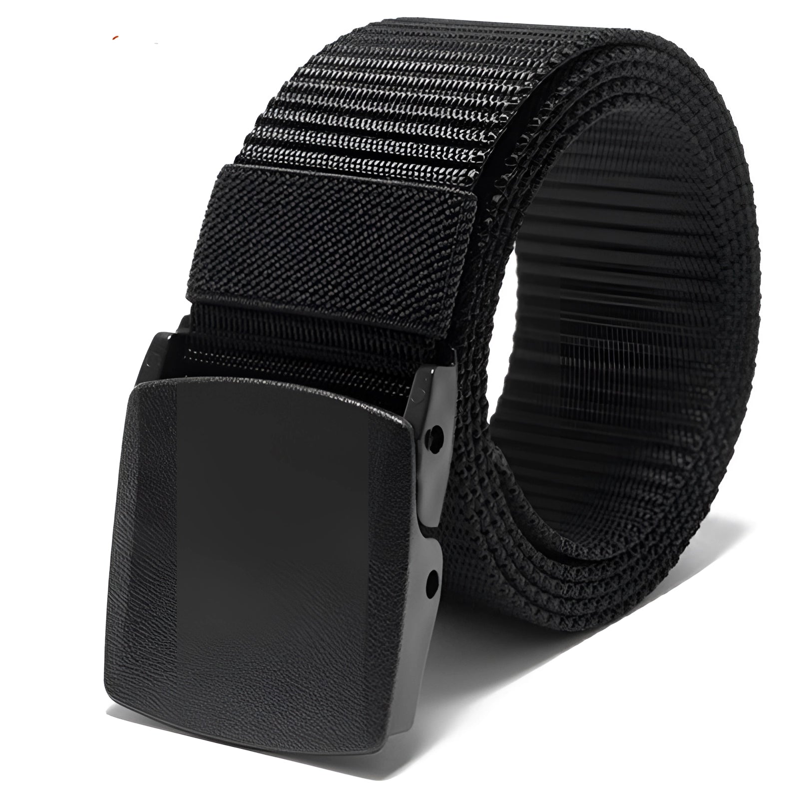 Black heavy-duty tactical belt made of adjustable nylon with a quick-release buckle.