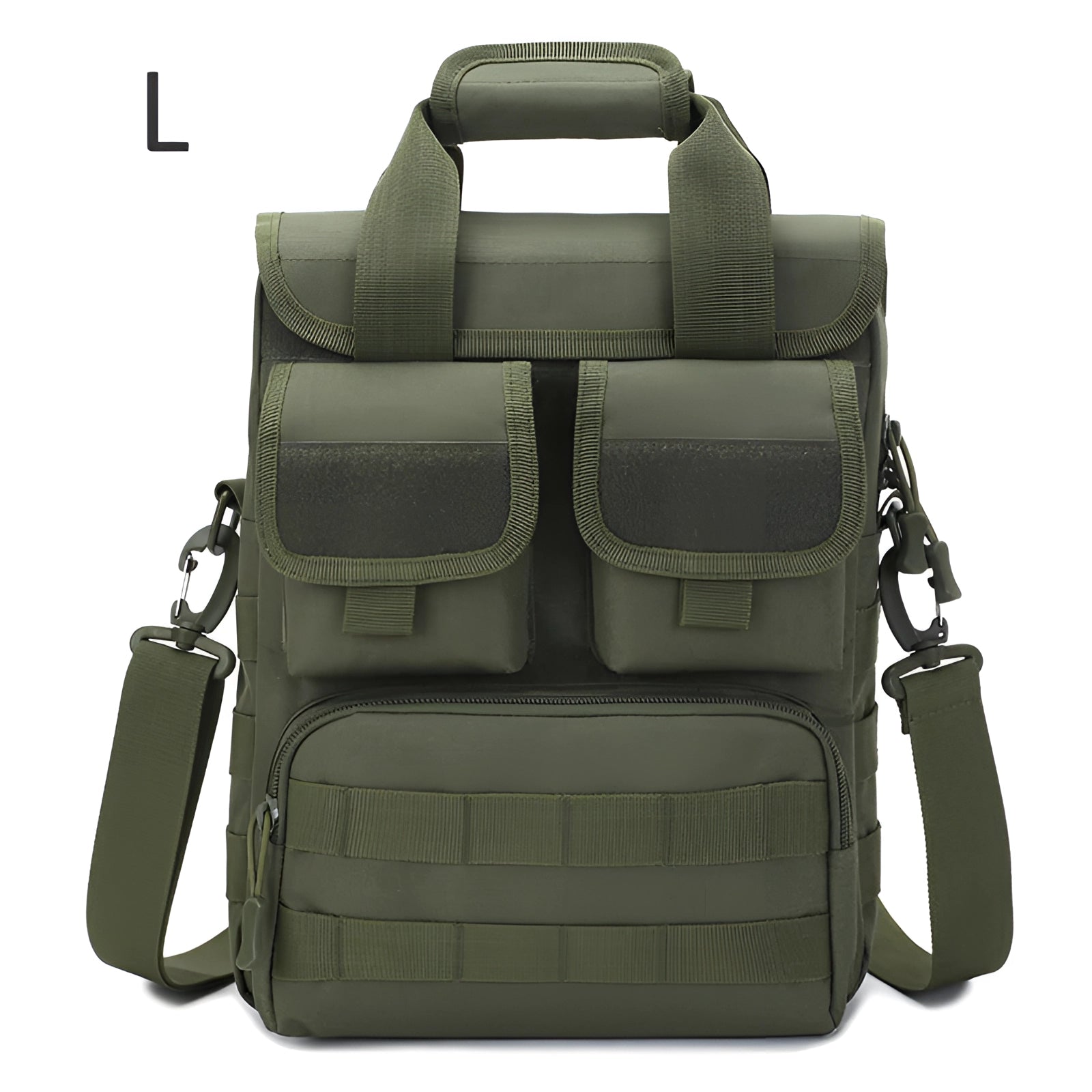 Army green tactical camera backpack with a rugged, waterproof design featuring multiple compartments and adjustable straps, suitable for travel and outdoor activities.