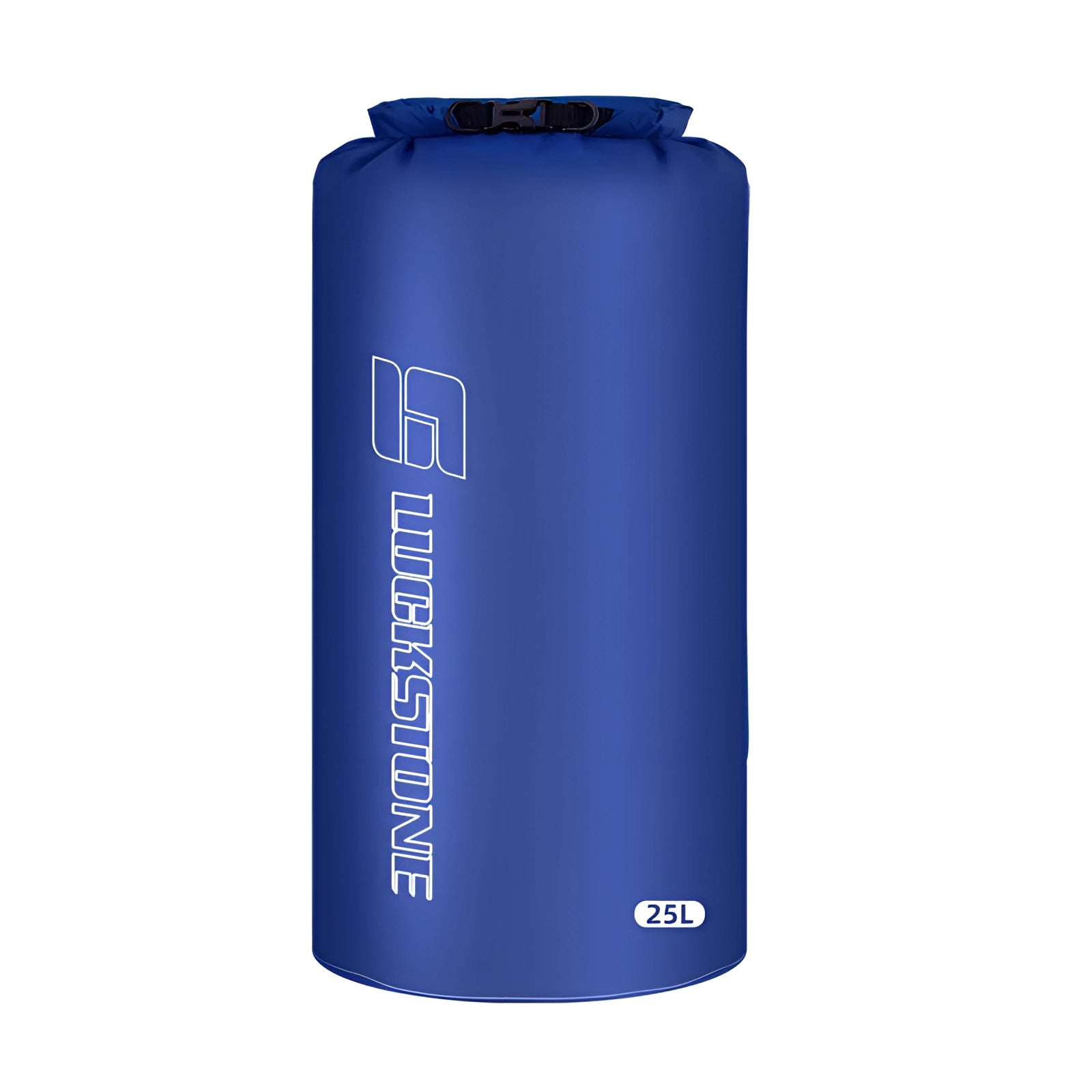 Dark blue Blackstone waterproof ultralight dry bag, 25L capacity, with roll-top closure.