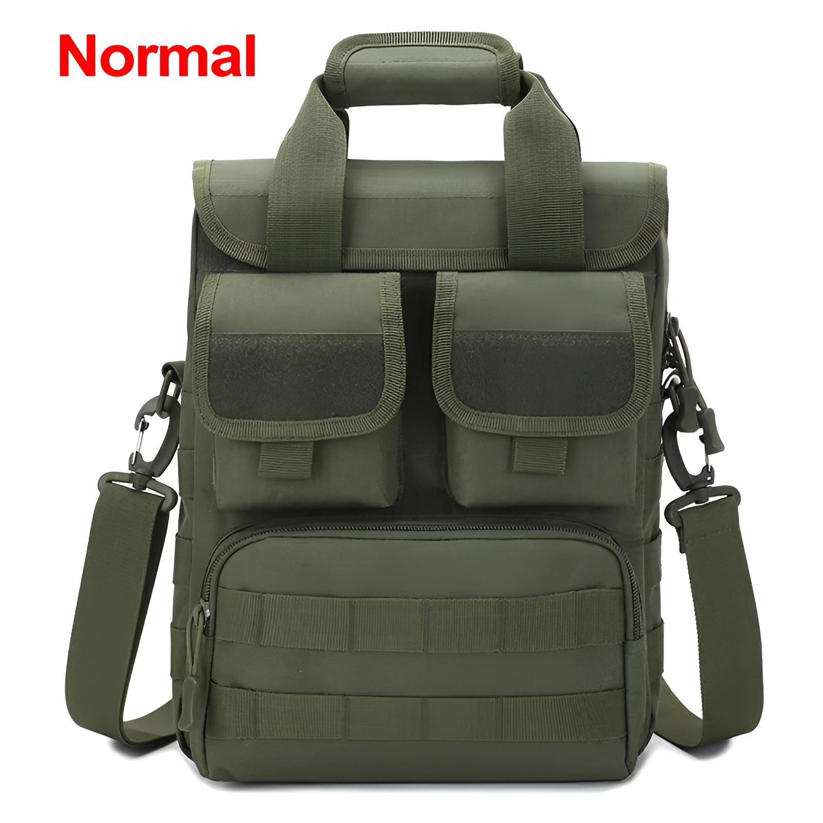 Camouflage Military Tactical Backpack in Normal Green, featuring a waterproof design with multiple pockets and adjustable straps, suitable for travel and outdoor activities.