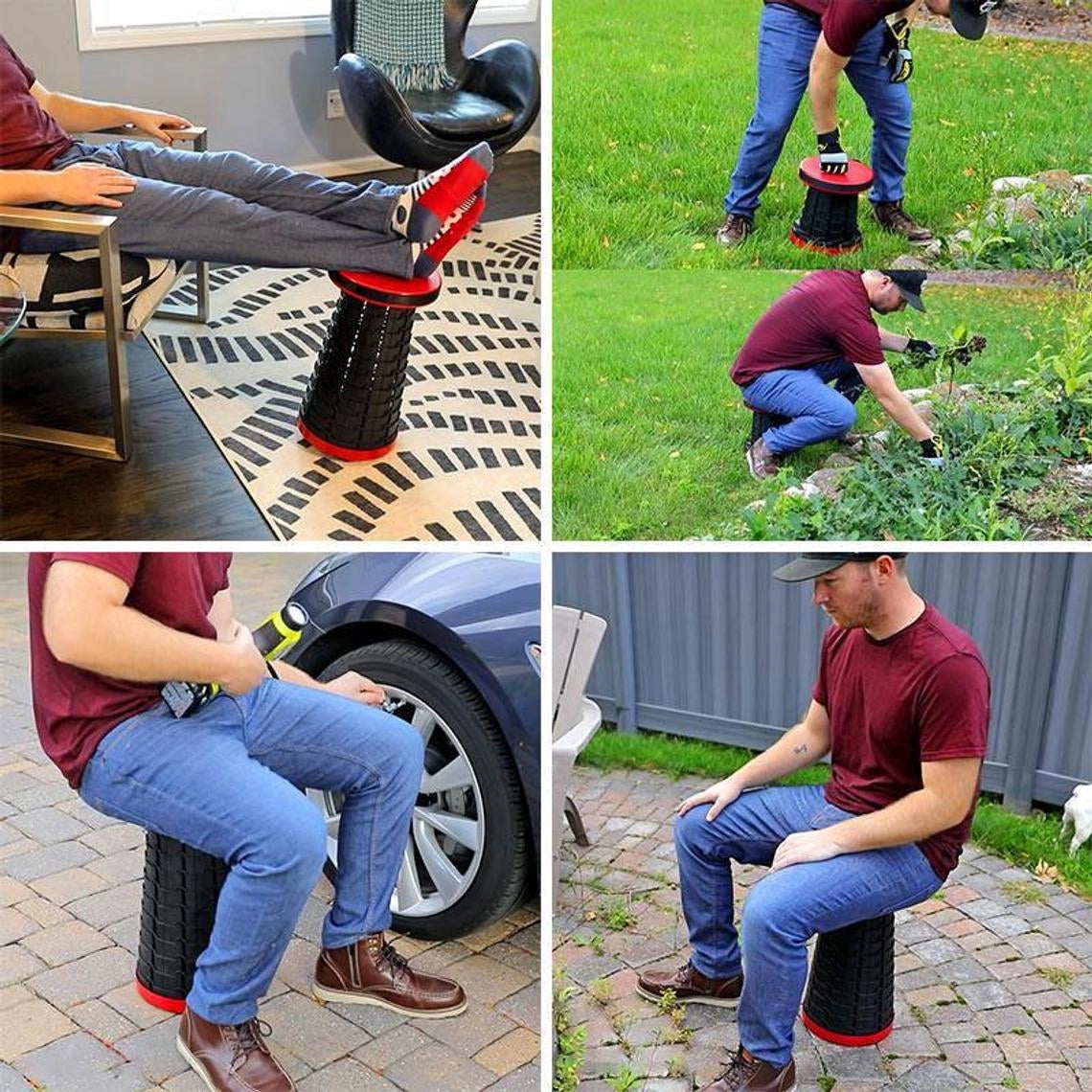 Collapsible Telescopic Camping Stools - Lightweight Durable Travel Seats in outdoor setting.