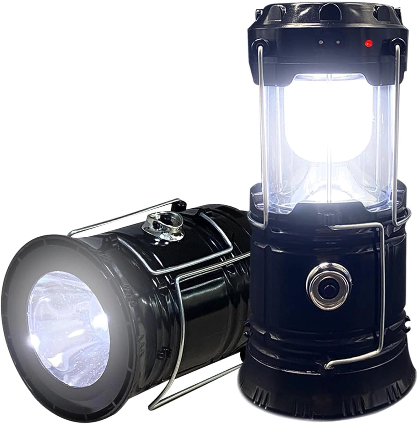 Dual-Function LED Camping Lantern & Rechargeable Flashlight - Waterproof, featuring a compact and durable design with a bright LED light, suitable for outdoor activities and emergency use.