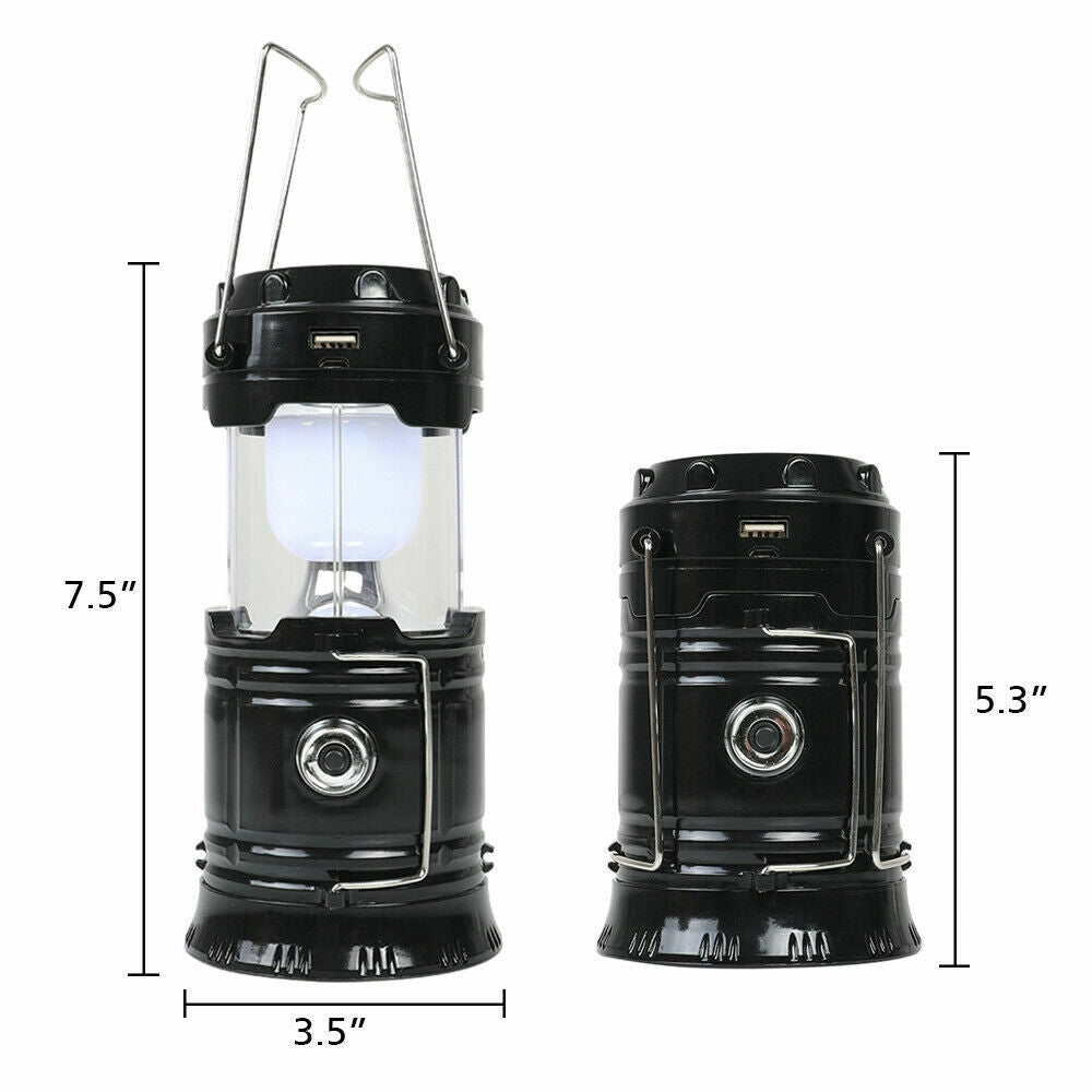 Dual-Function LED Camping Lantern & Rechargeable Flashlight - Waterproof, shown on a clean white background.