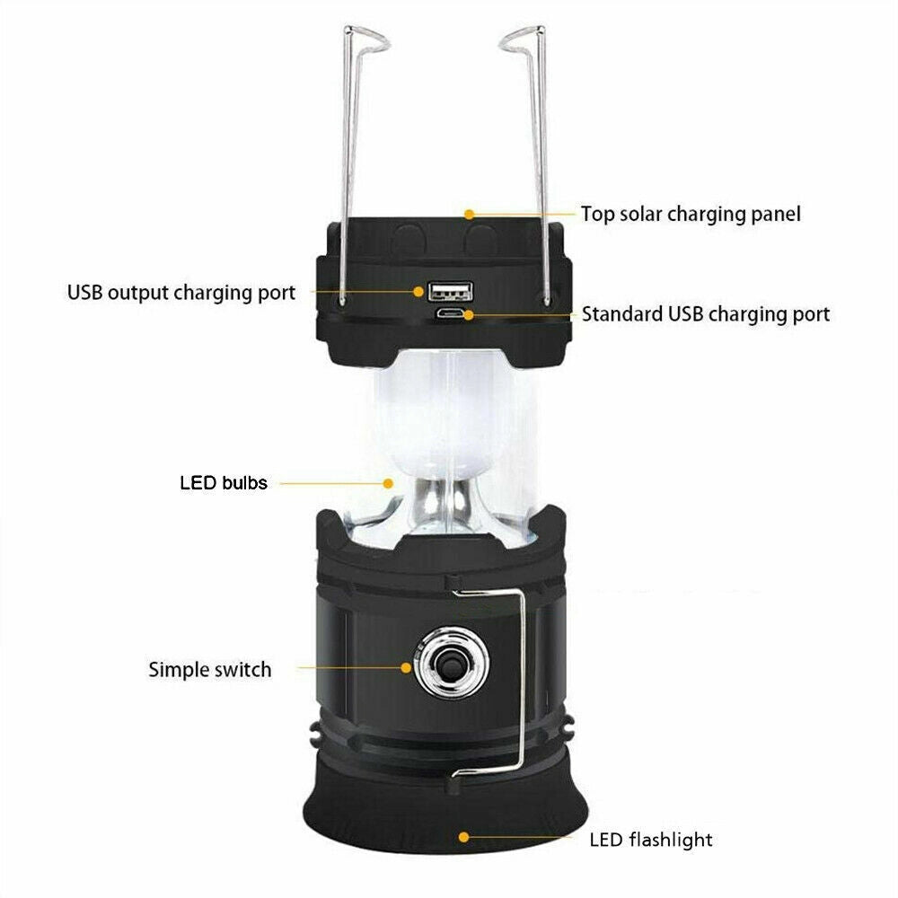 Dual-Function LED Camping Lantern & Rechargeable Flashlight - Waterproof, shown in a rugged and durable design perfect for outdoor use.