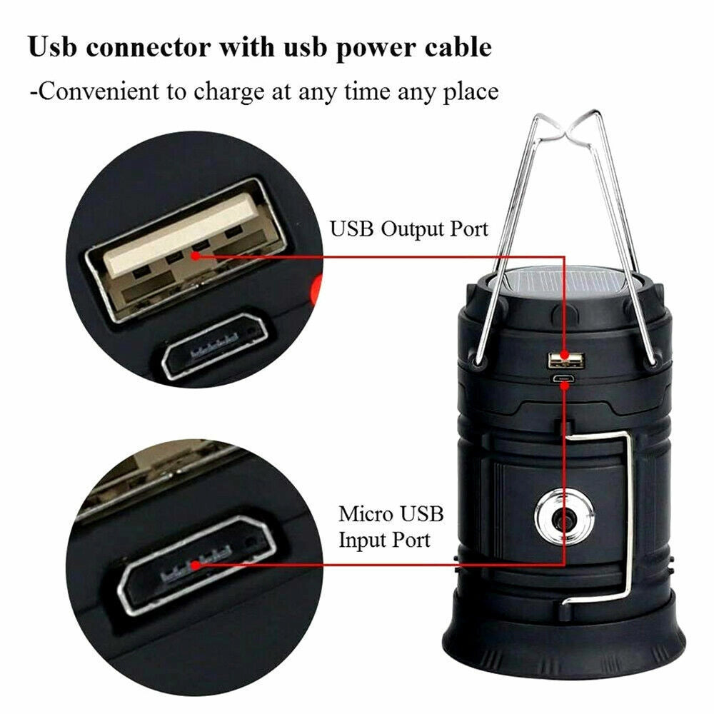 Dual-Function LED Camping Lantern & Rechargeable Flashlight - Waterproof, showing its compact and versatile design suitable for outdoor use.