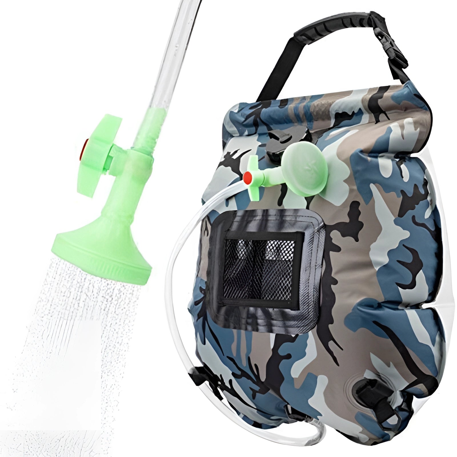 Durable waterproof camouflage hiking backpack with adjustable straps and multi-color pattern.