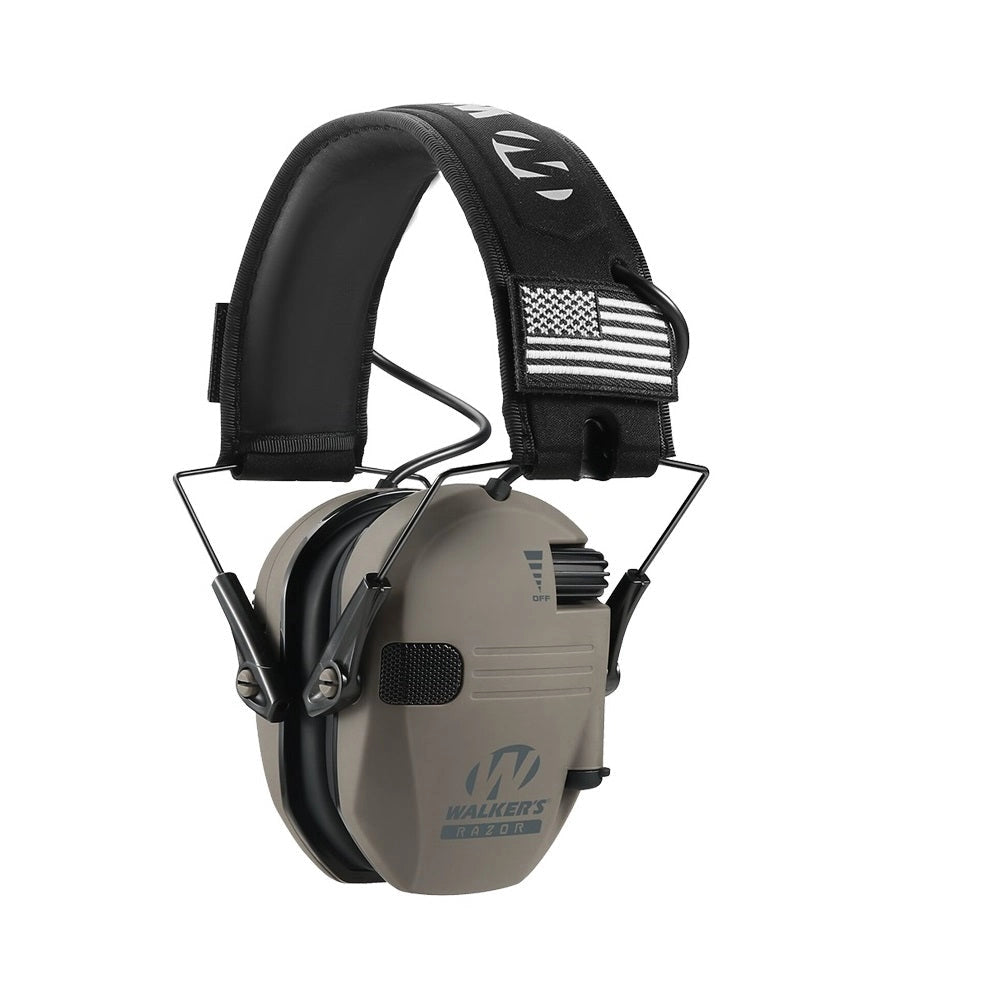 Yellow electronic noise-canceling earmuffs for tactical shooting, military grade, adjustable without case.