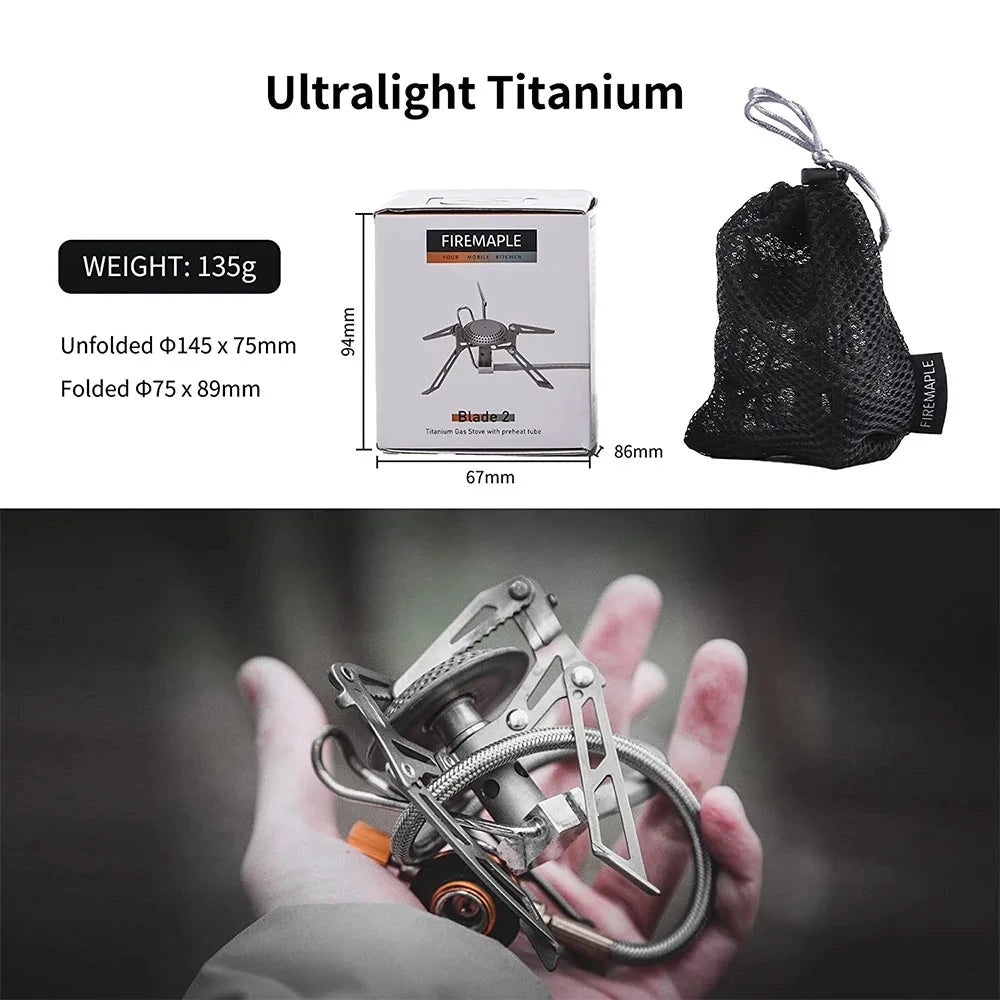 Ultralight windproof camping stove by Fire-Maple, featuring a compact and portable design suitable for outdoor activities.