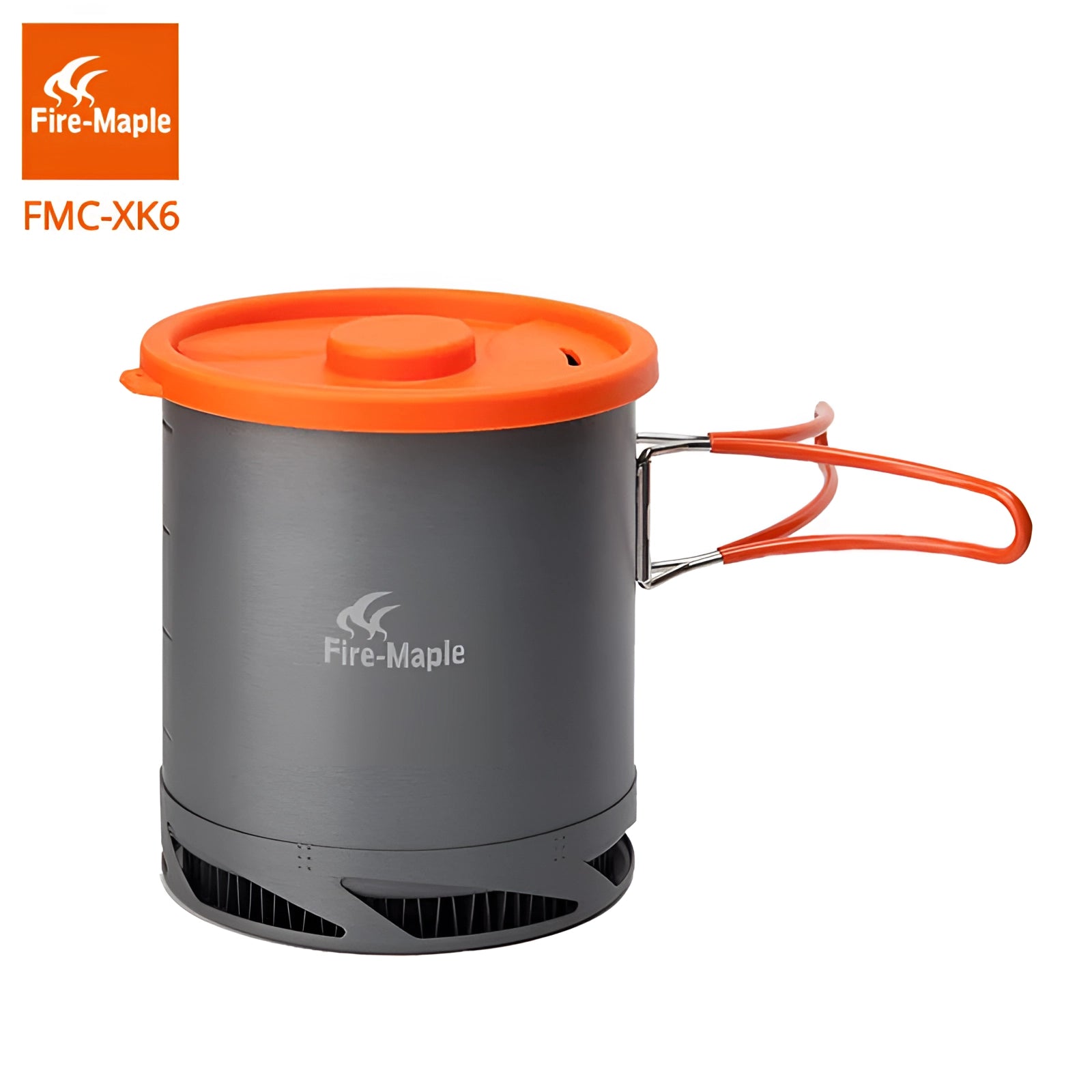 Lightweight Fire-Maple FMC-XK6 camping pot with heat exchanger, featuring a durable and compact design suitable for outdoor cooking.