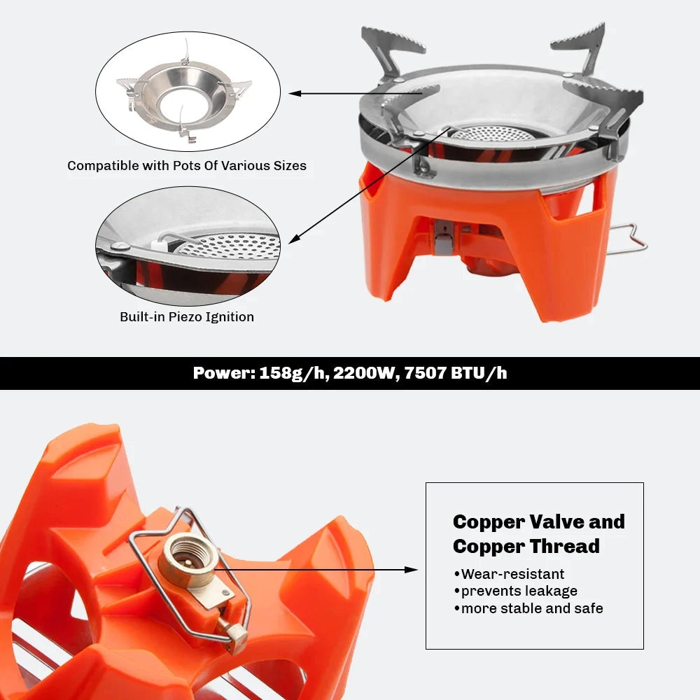 Fire-Maple X2 Windproof Camping Stove featuring a compact and lightweight design, suitable for outdoor cooking, showcasing its efficient burner and windproof construction.