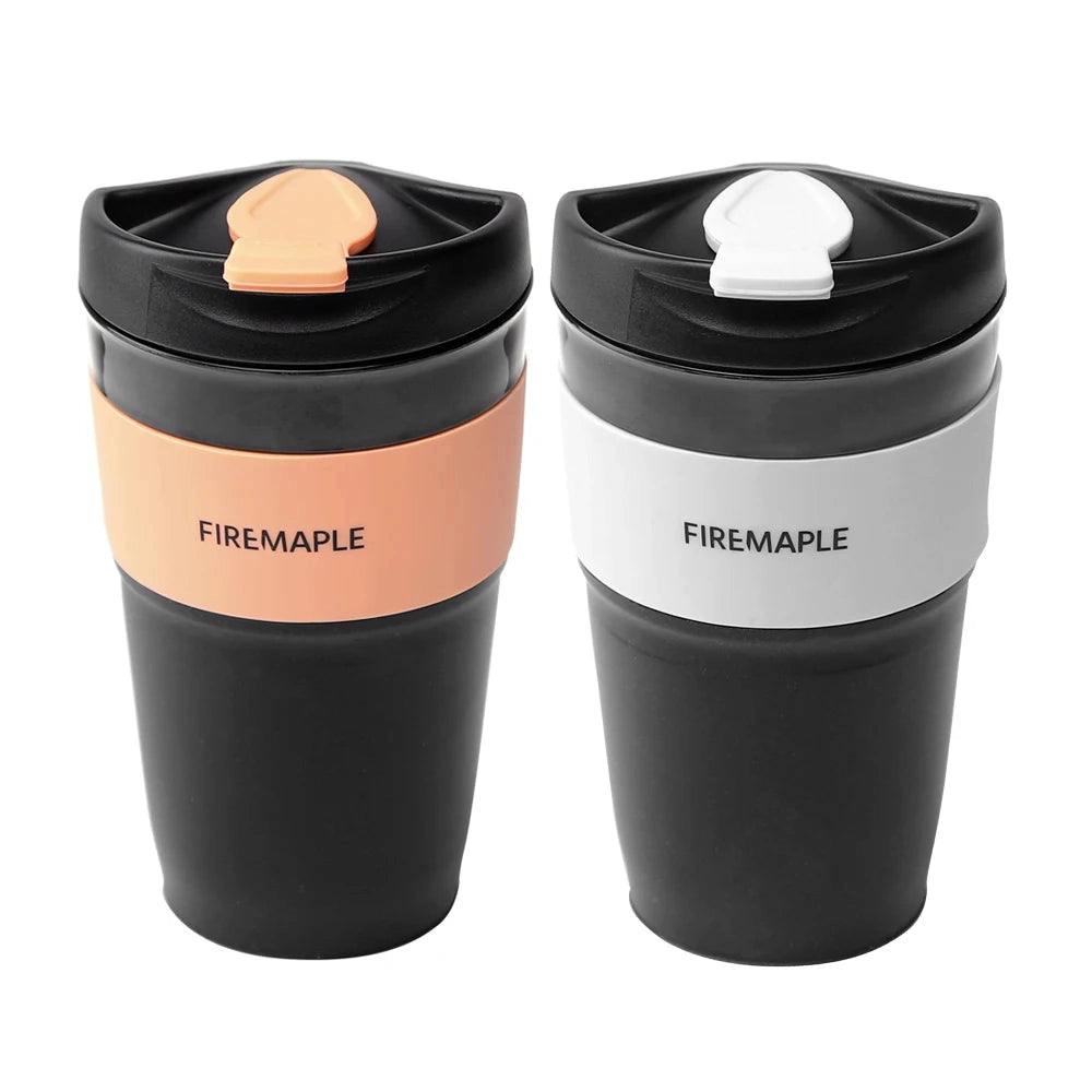 Collapsible silicone travel cup in orange and gray color, with a capacity of 350ml, shown in its collapsed form.