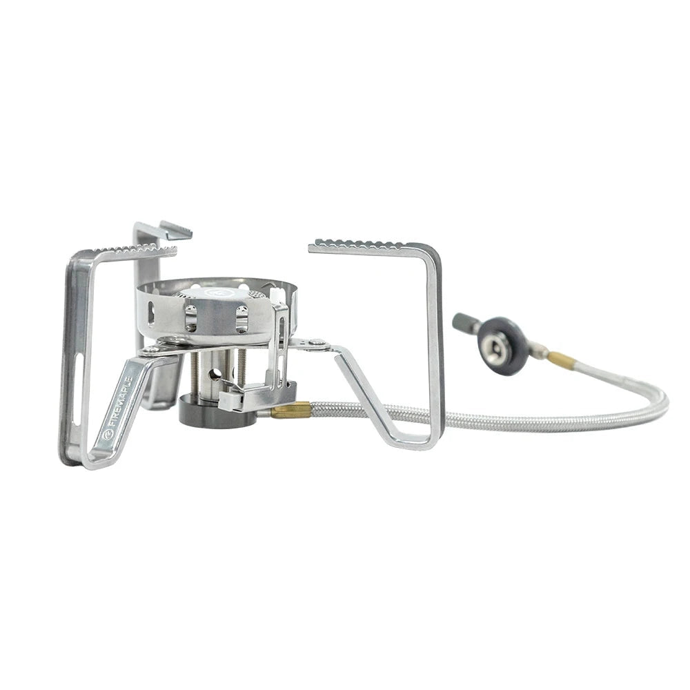 FireMaple FMS-125 Pro Windproof Camping Stove, featuring a lightweight and portable design with metal and aluminum components, ideal for camping and outdoor cooking.