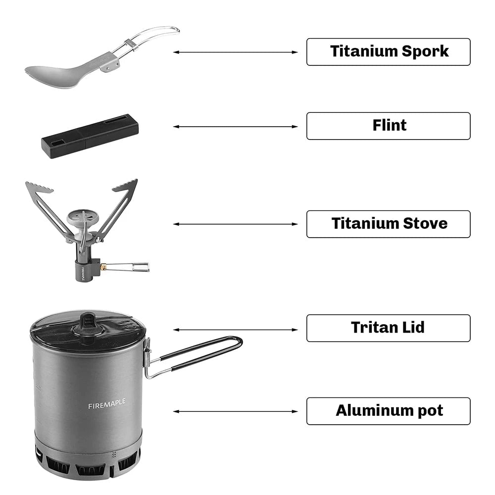 Compact and portable FireMaple G3 Petrel ultralight backpacking stove featuring a gas cylinder, constructed with durable materials like titanium and aluminum.