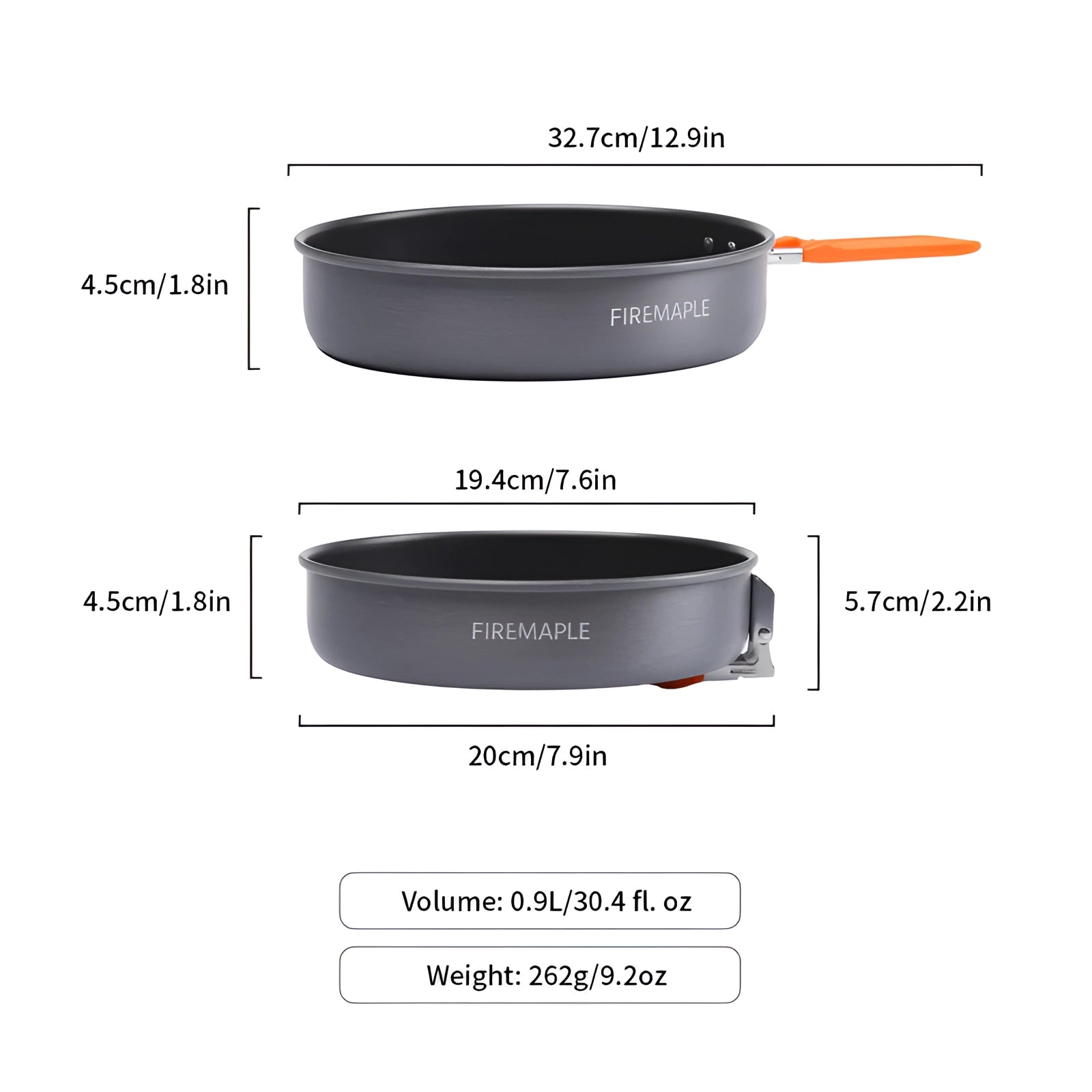 Non-stick camping frypan with a lightweight design and foldable handle, ideal for outdoor cooking.