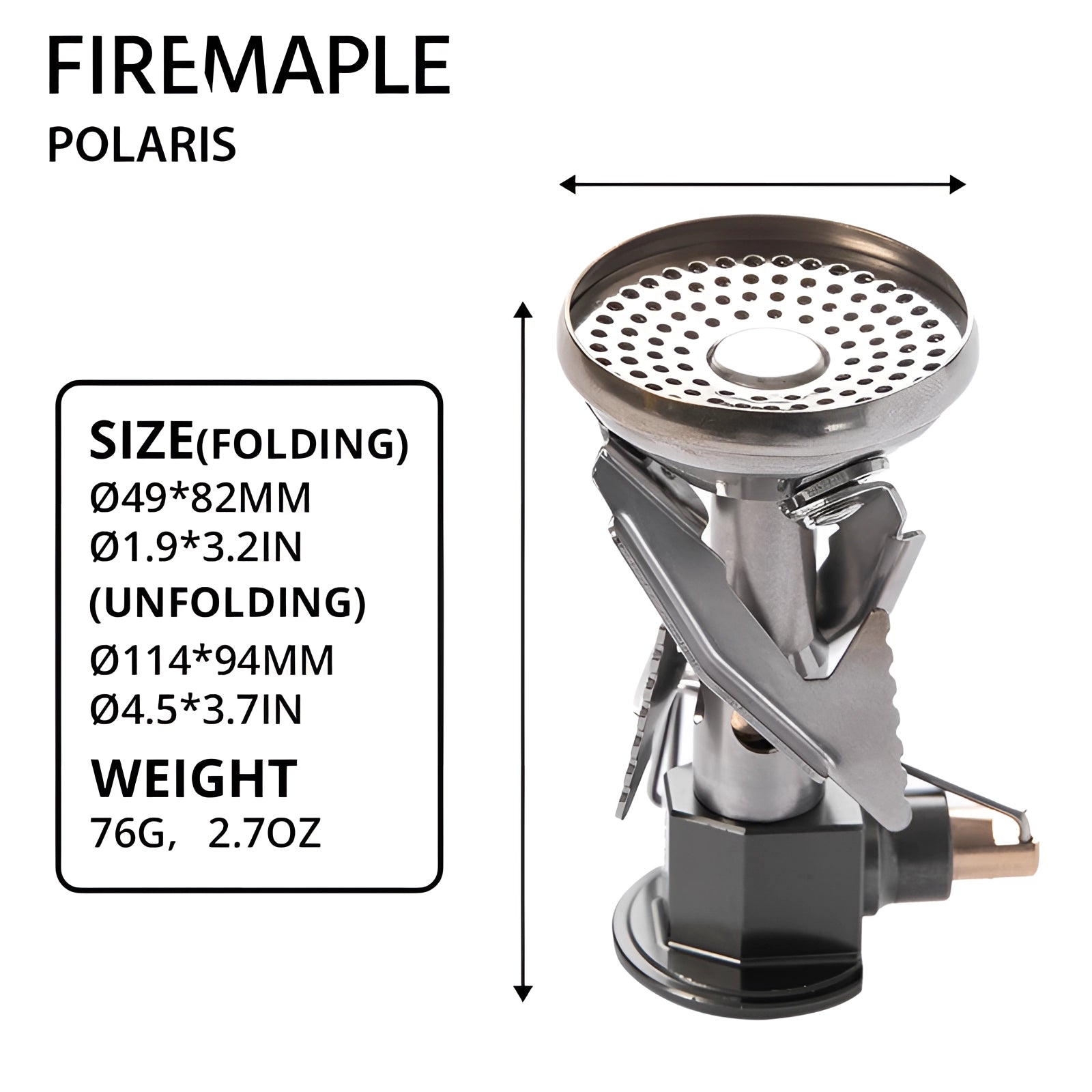 Portable camping stove with a compact design, featuring a windproof burner head and lightweight construction, ideal for outdoor cooking and easy transportation.