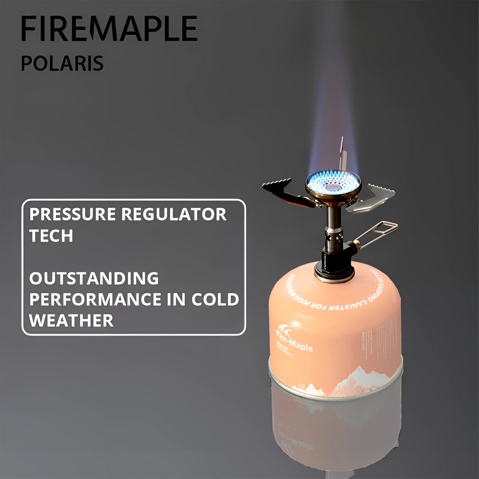 Portable FireMaple Polaris Ultralight Camping Stove with windproof design, featuring a compact and circular structure suitable for outdoor cooking.