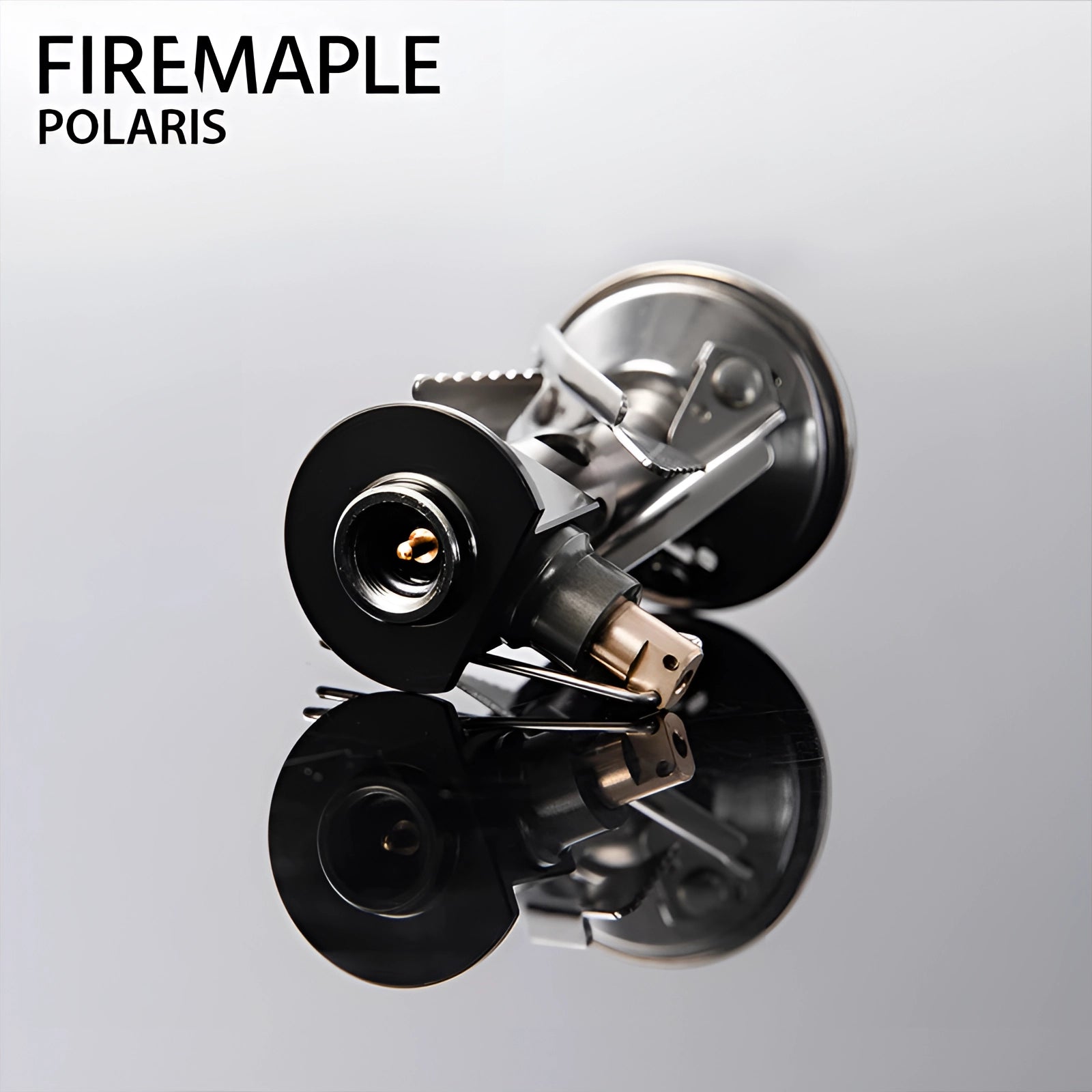 Image of a FireMaple Polaris Ultralight Camping Stove featuring its compact, windproof design with foldable wings and a stable base, ideal for outdoor camping and portable use.