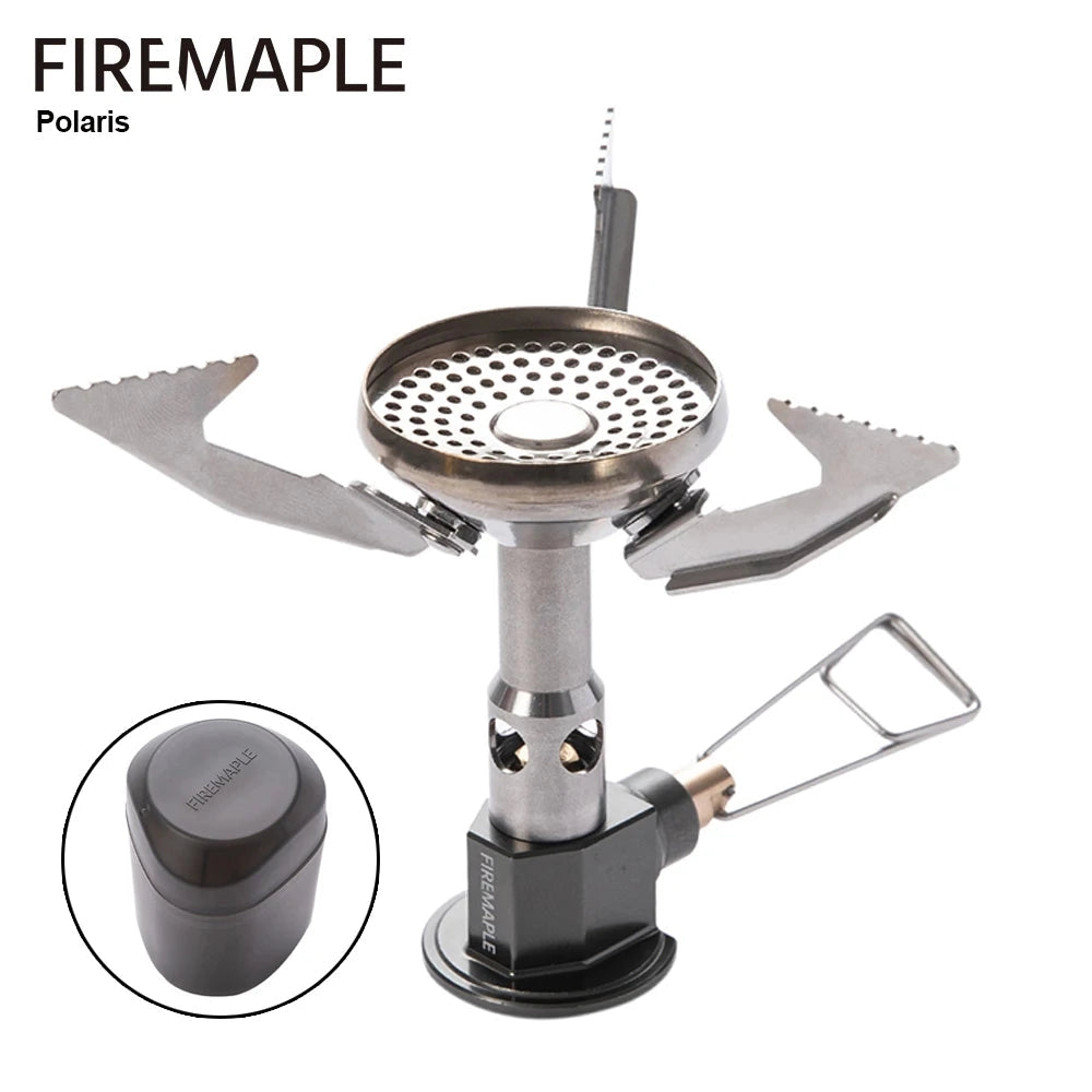 Ultralight and portable camping stove with a windproof design, featuring a compact and durable metal construction.