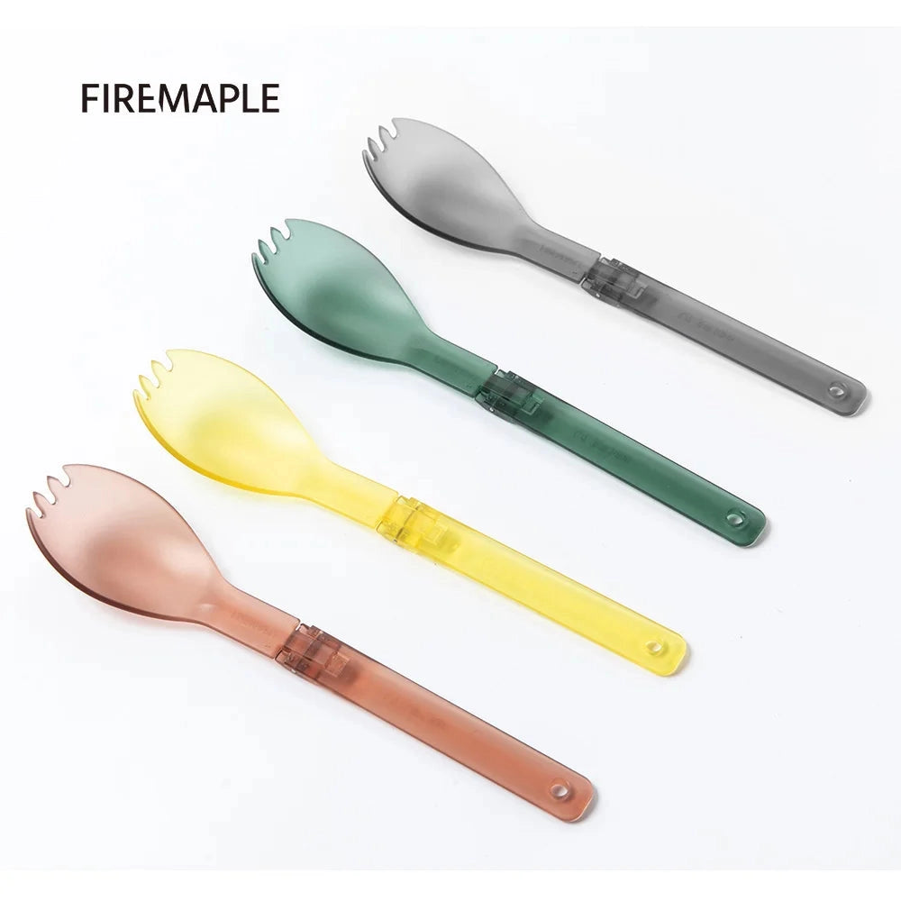 Lightweight and durable FireMaple Tritan Spork designed for camping, featuring a sleek, utensil-like shape made from BPA-free material.